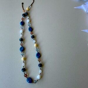 Elegant Blue and White Beaded Necklace